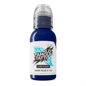 boccetta inchiostro blu scuro tattoo world famous limitless colore dark blue 2 v2 conforme reach 30ml