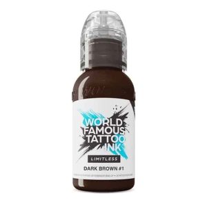 Flacone inchiostro marrone scuro tattoo World Famous Limitless Dark Brown 1 linea REACH 2023.