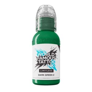 Flacone inchiostro verde scuro tattoo World Famous Limitless Dark Green 2 linea REACH 2023.