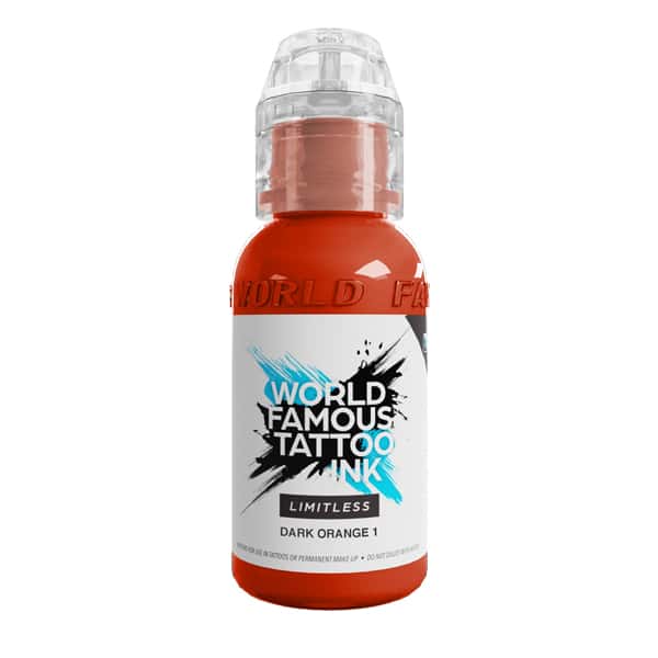 boccetta inchiostro arancio scuro tattoo world famous limitless colore dark orange 1 conforme reach 30ml