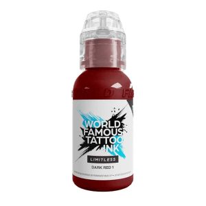 boccetta inchiostro rosso scuro tattoo world famous limitless colore dark red 1 conforme reach 30ml