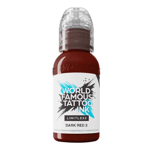 boccetta inchiostro rosso sangue tattoo world famous limitless colore dark red 2 conforme reach 30ml