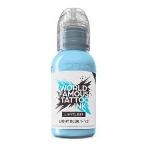 boccetta inchiostro celeste chiaro tattoo world famous limitless colore light blue 1 v2 conforme reach 30ml