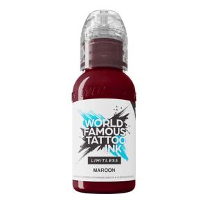 boccetta inchiostro bordeaux tattoo world famous limitless colore maroon conforme reach 30ml