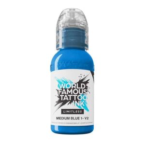 boccetta inchiostro blu tattoo professionale world famous limitless colore medium blue 1 v2 conforme reach 30ml