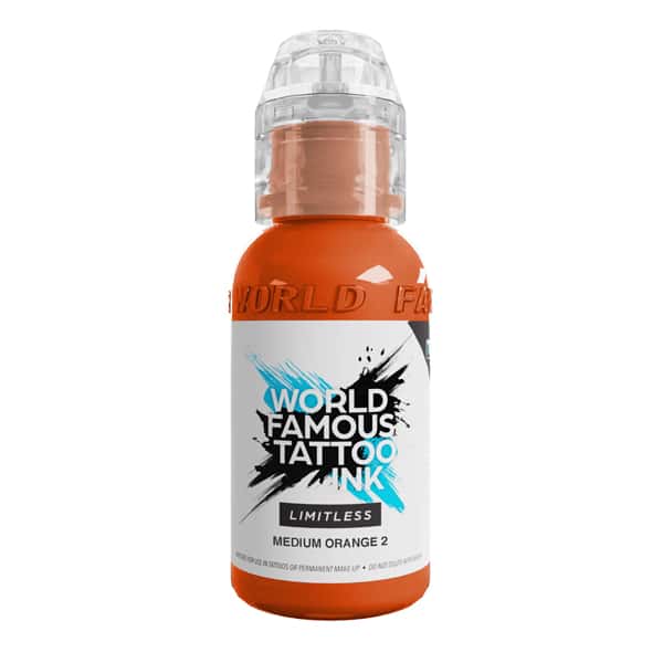 boccetta inchiostro arancio professionale tattoo world famous limitless colore medium orange 2 conforme reach 30ml