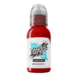 boccetta inchiostro rosso medio tattoo world famous limitless colore medium red 1 conforme reach 30ml