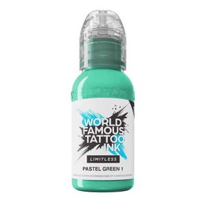 boccetta inchiostro verde chiaro per tatuaggi world famous limitless colore pastel green 1 conforme reach 30ml