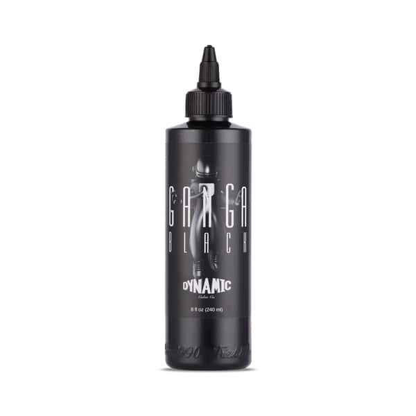 Flacone inchiostro nero tattoo Dynamic Ink Ganga Black 240ml conforme REACH.