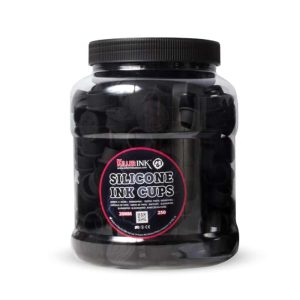 tappini inchiostro tatuaggi silicone nero black cups base larga stabili 25-30mm 125 pezzi