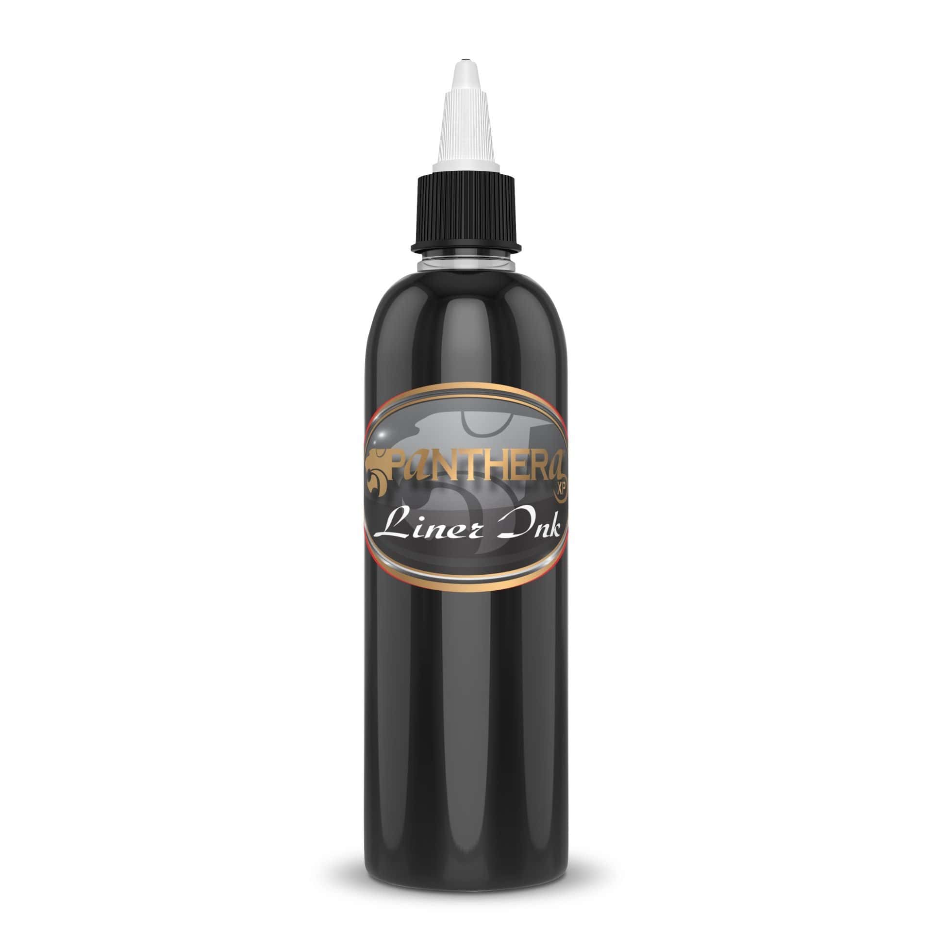 Flacone grande inchiostro nero da linea tattoo Panthera Liner Ink 150ml conforme REACH.
