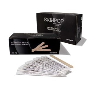 Confezione di abbassalingua sterili tattoo Skinpop in legno monouso