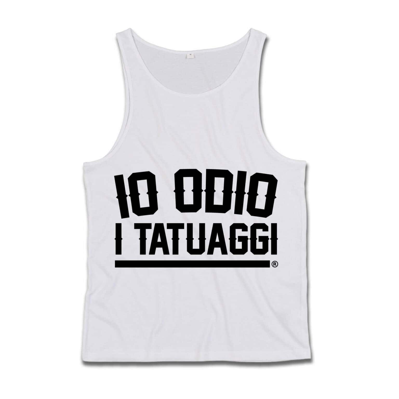 Canotta tatuaggi unisex nera IO ODIO I TATUAGGI cotone organico Family Affair