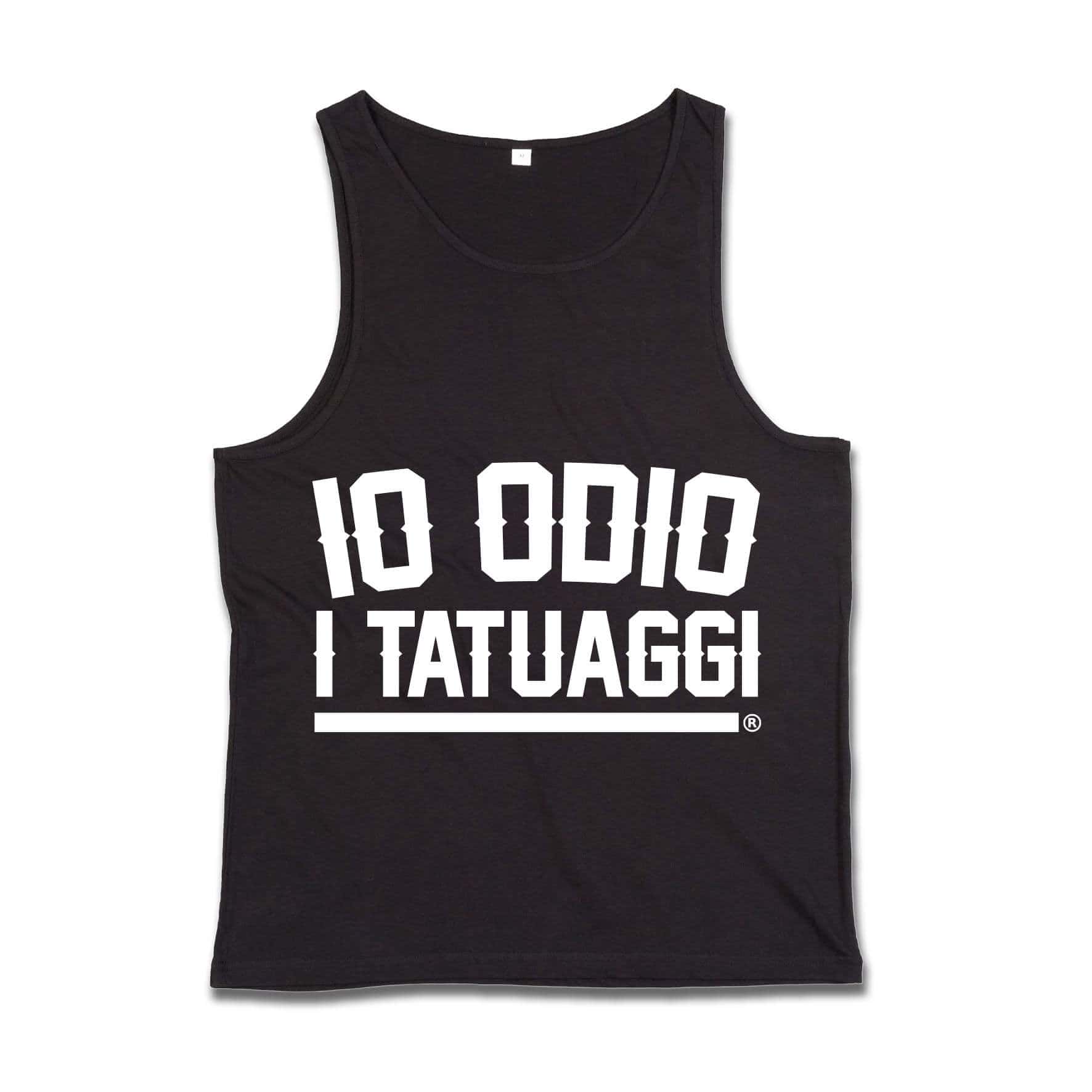 Canotta tatuaggi unisex nera IO ODIO I TATUAGGI cotone organico Family Affair
