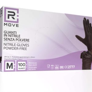 Guanti in nitrile per tatuatori marca RMOVE neri resistenti senza polvere