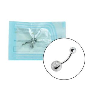 Blister sigillato di Sterile Double Jewel Navel Bananabell palline 5-8mm con cristalli incastonati su entrambe le sfere.